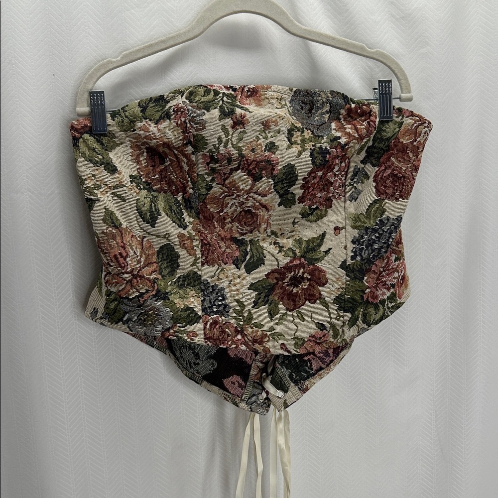 SHEIN Vintage Floral Corset Crop Top - Multicolor